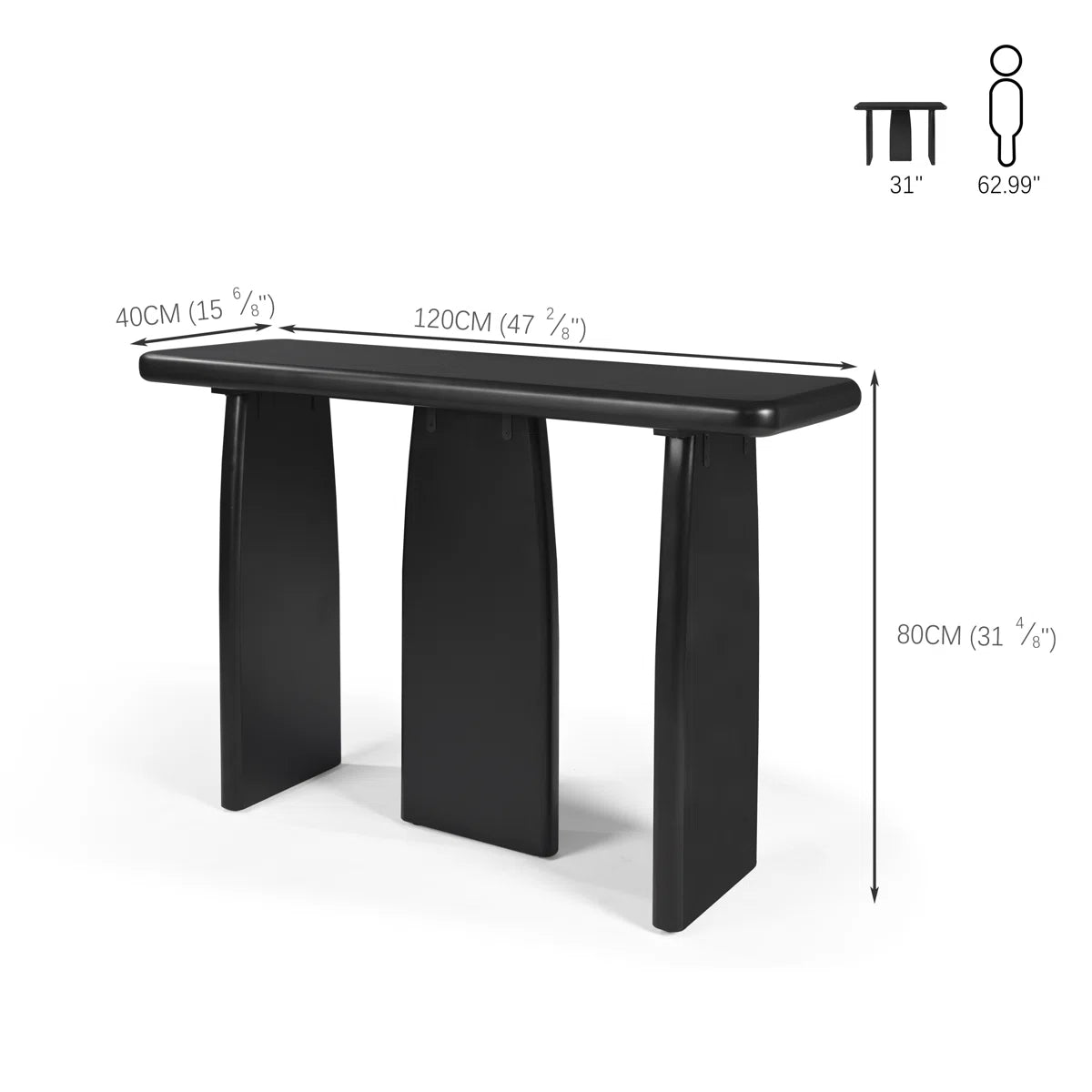 Ravion Modern Console Table with Triple-Pedestal Base, image 4