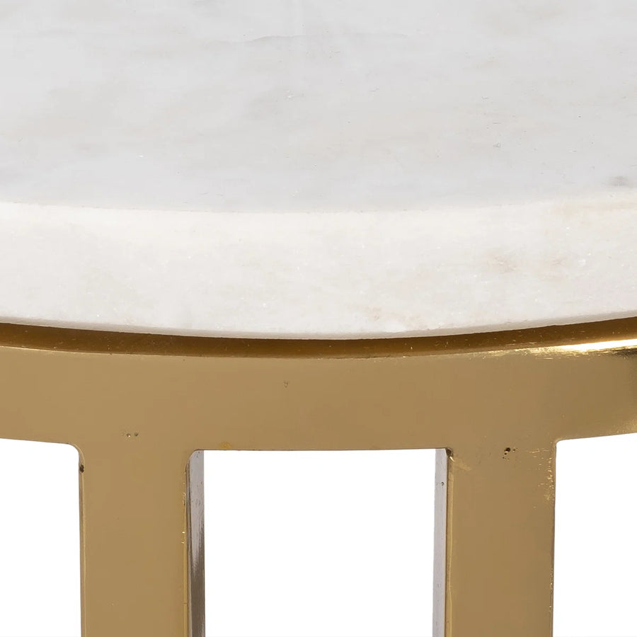Aureo Marble Accent Table | White Marble & Gold Side Table, image 2