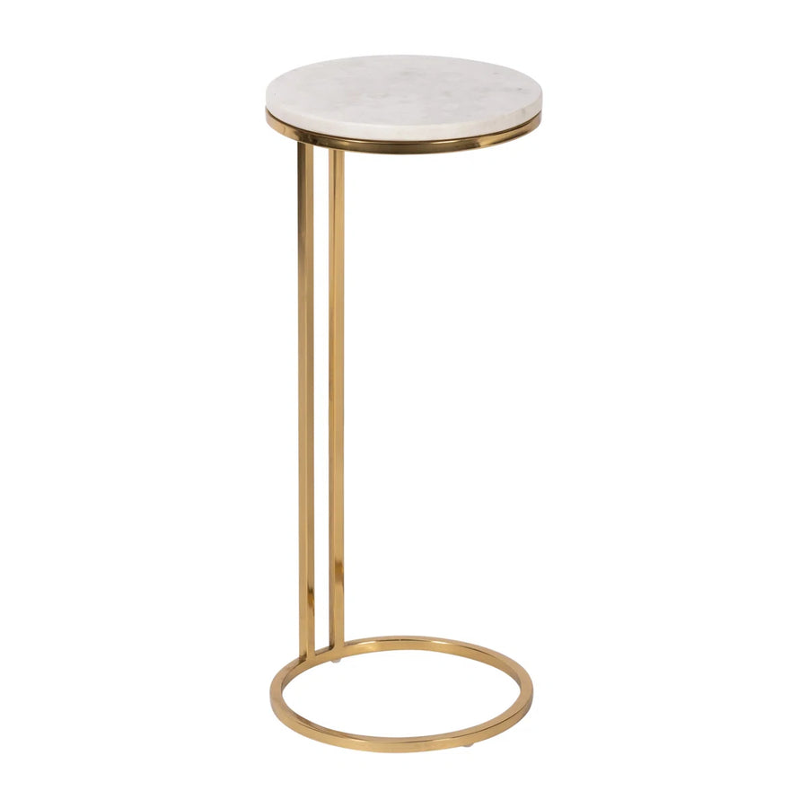 Aureo Marble Accent Table | White Marble & Gold Side Table, image 3