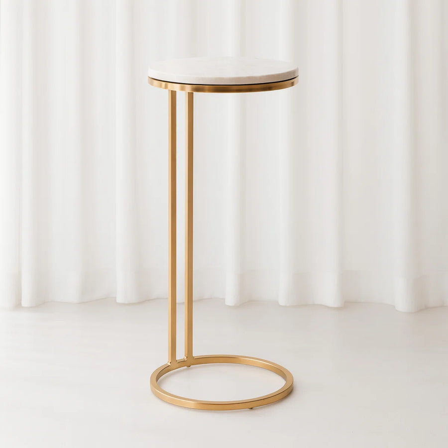 Aureo Marble Accent Table | White Marble & Gold Side Table, image 7
