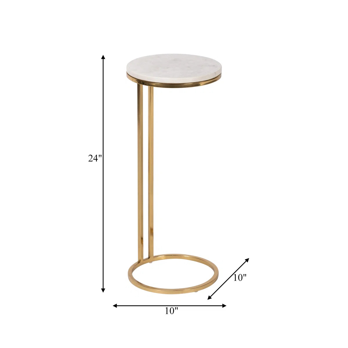 Aureo Marble Accent Table | White Marble & Gold Side Table, image 8