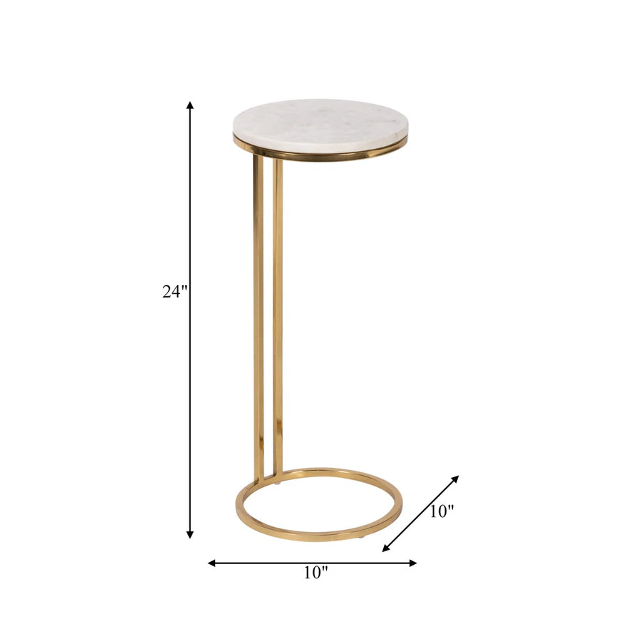Aureo Marble Accent Table | White Marble & Gold Side Table, image 8