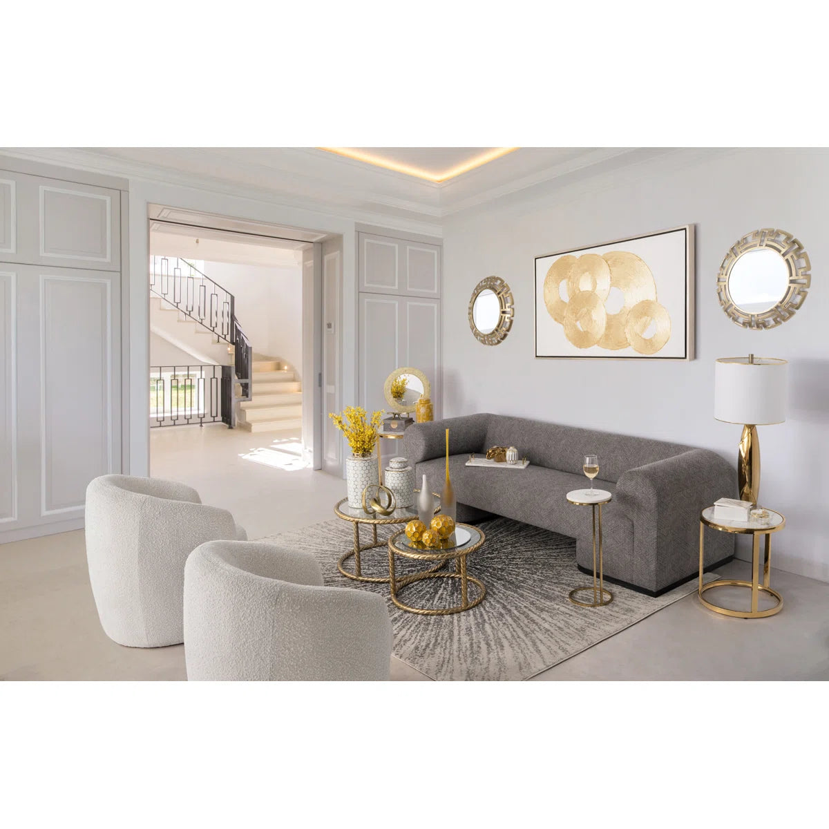 Aureo Marble Accent Table | White Marble & Gold Side Table, image 9
