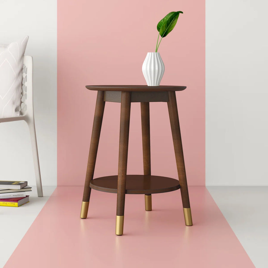 Elio 2-Tier End Table with Storage | Modern Round Side Table, image 2