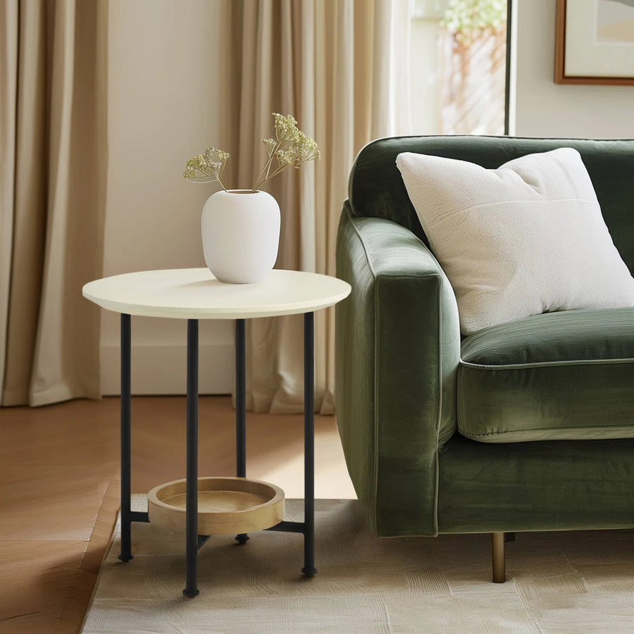 Cairo Round End Table with Storage | Modern Side Table