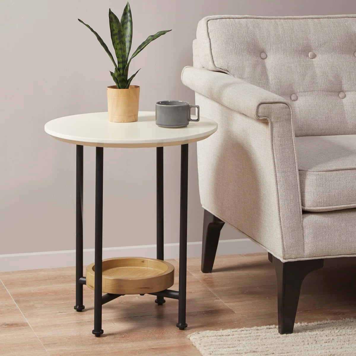 Cairo Round End Table with Storage | Modern Side Table, image 8