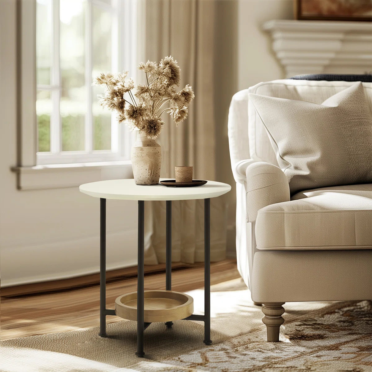 Cairo Round End Table with Storage | Modern Side Table, image 9