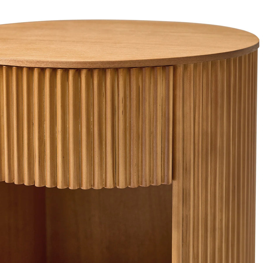 Noma Fluted Round End Table with Storage | Modern Side Table, image 2
