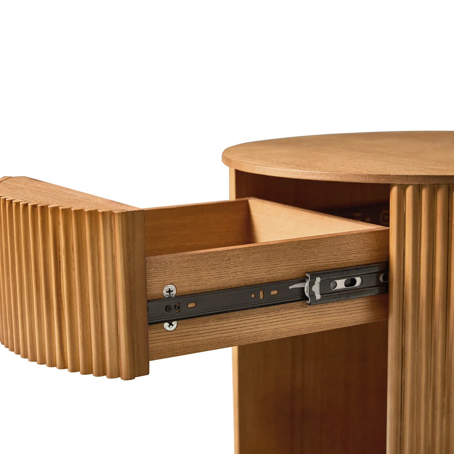 Noma Fluted Round End Table with Storage | Modern Side Table, image 5