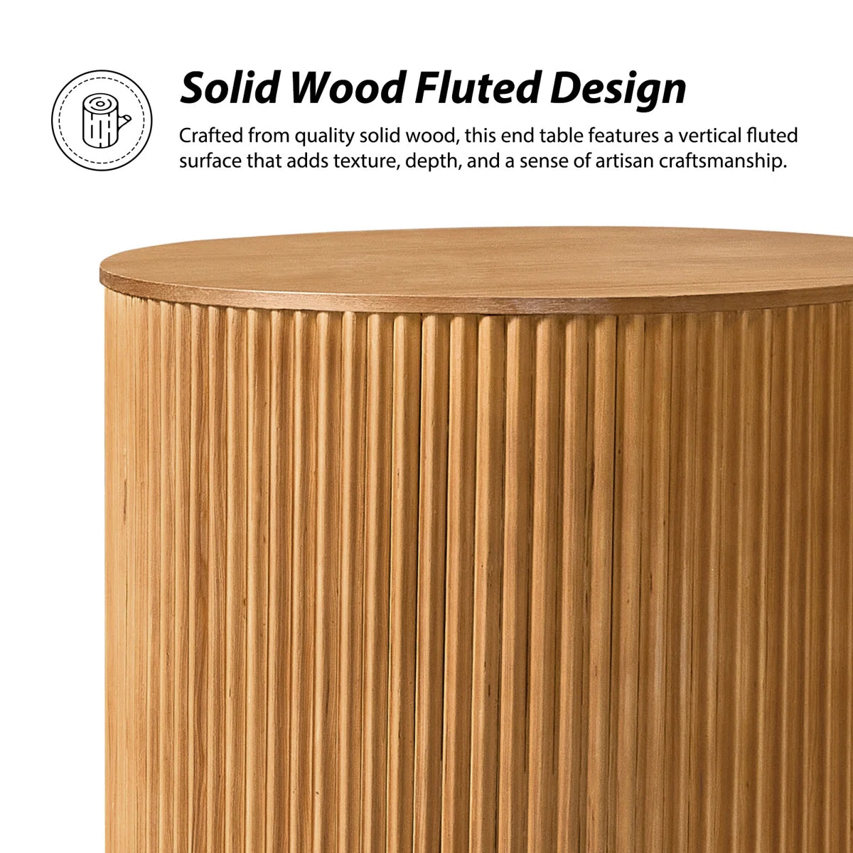 Noma Fluted Round End Table with Storage | Modern Side Table, image 6
