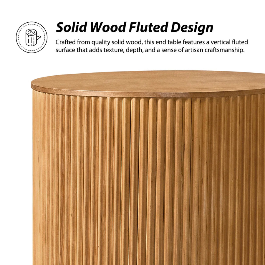 Noma Fluted Round End Table with Storage | Modern Side Table, image 6