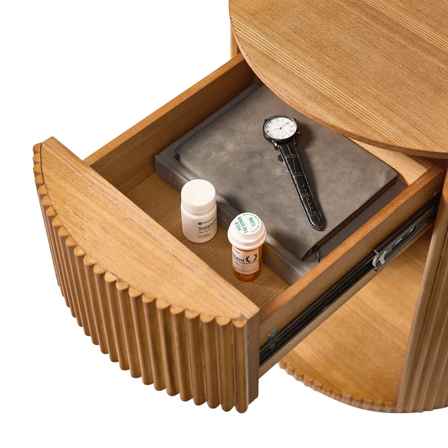 Noma Fluted Round End Table with Storage | Modern Side Table, image 9