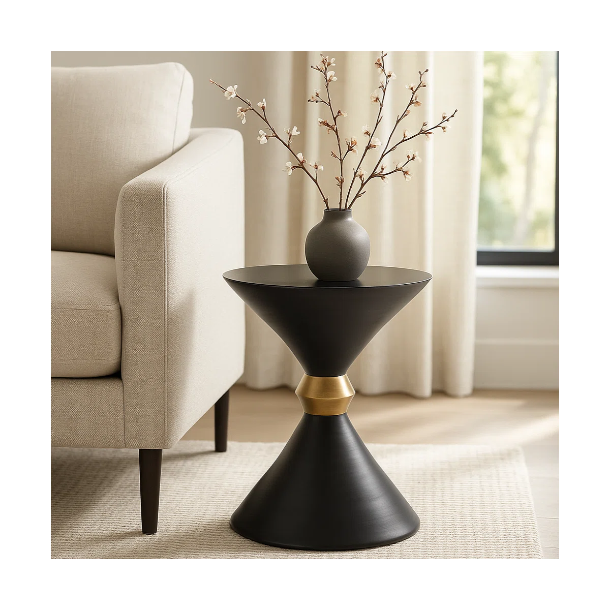 Veyro Handcrafted Iron Accent Table | Modern Black Side Table
