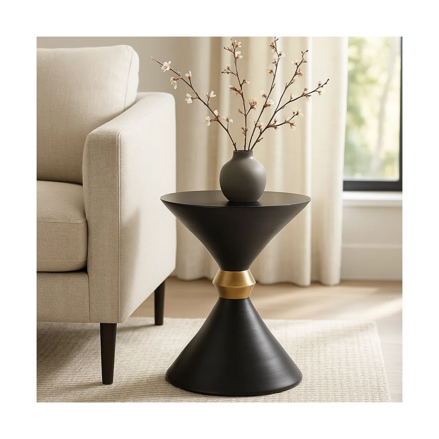 Veyro Handcrafted Iron Accent Table | Modern Black Side Table