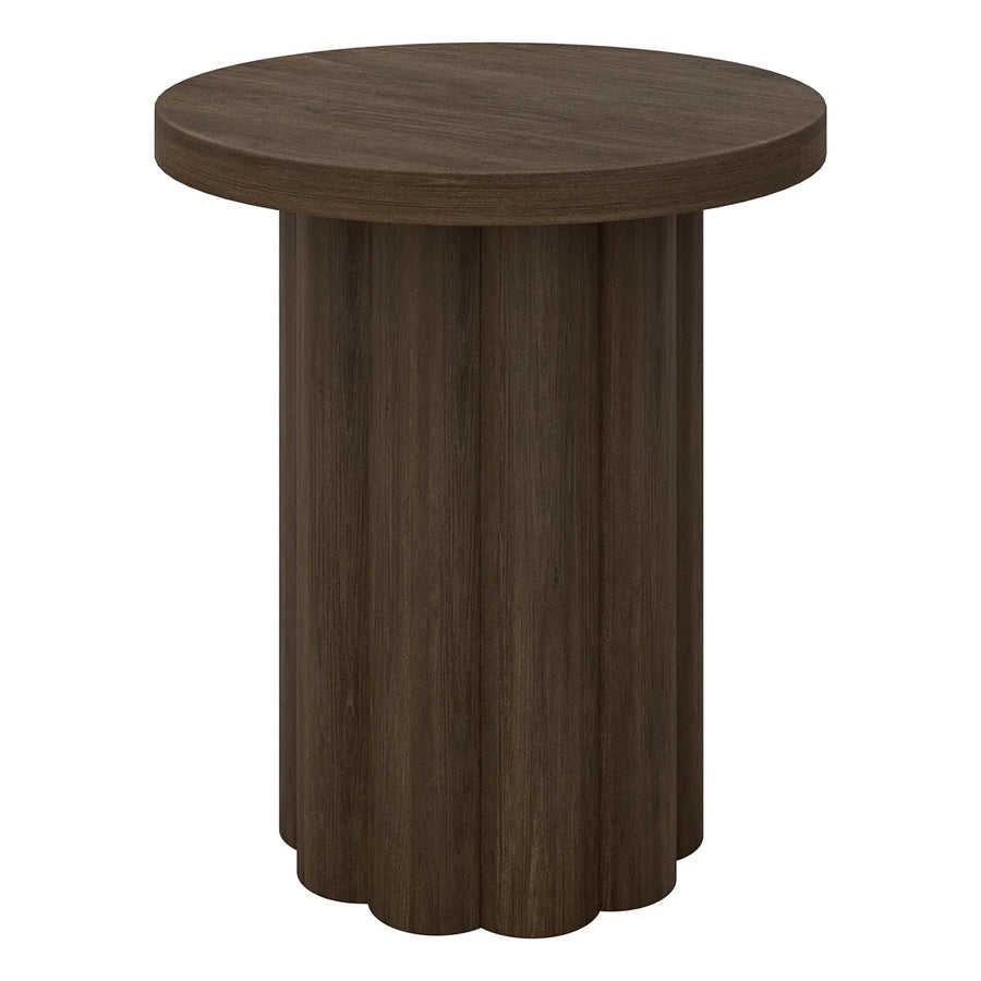 Rivo Round Fluted Side Table | Modern Pedestal End Table, image 3