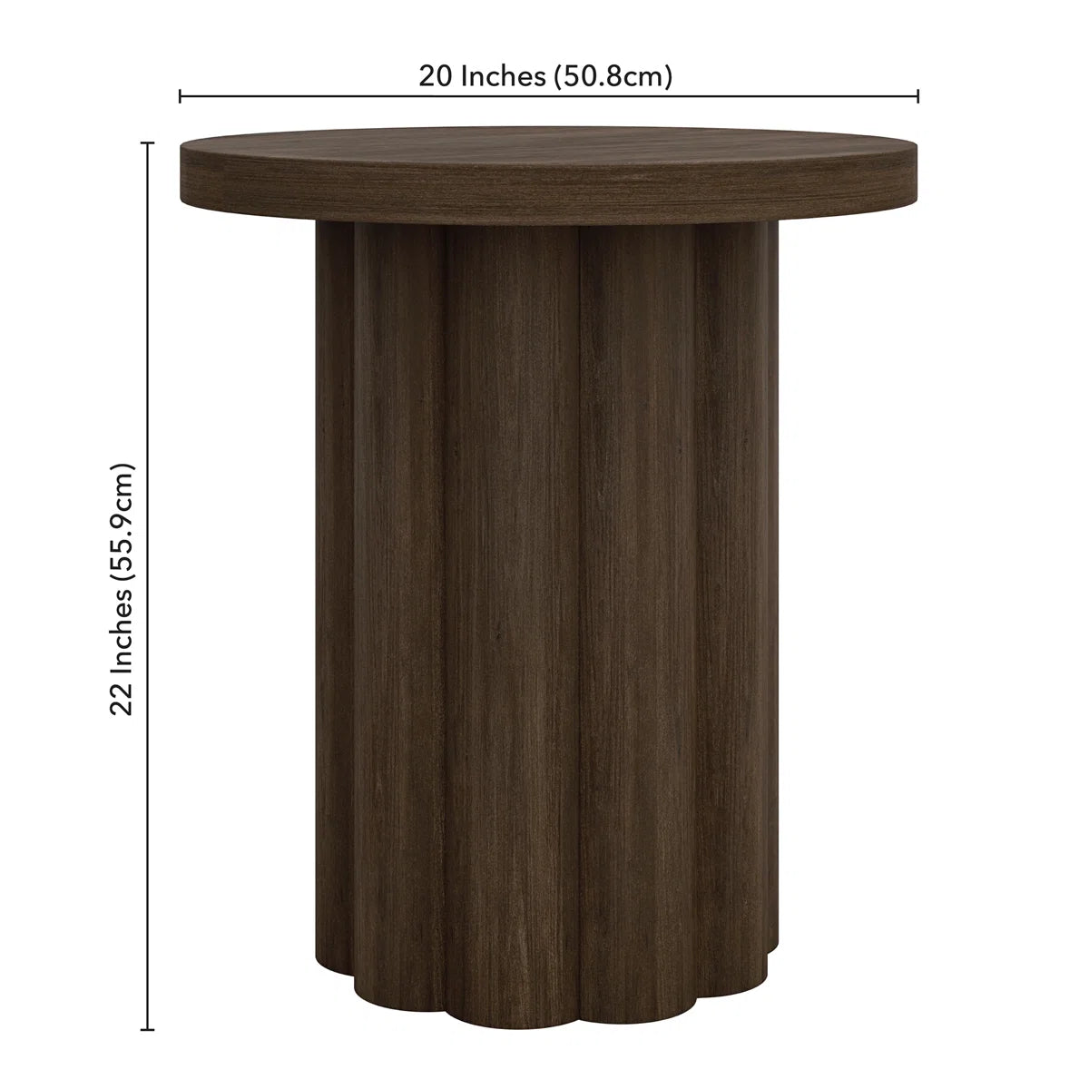 Rivo Round Fluted Side Table | Modern Pedestal End Table, image 4