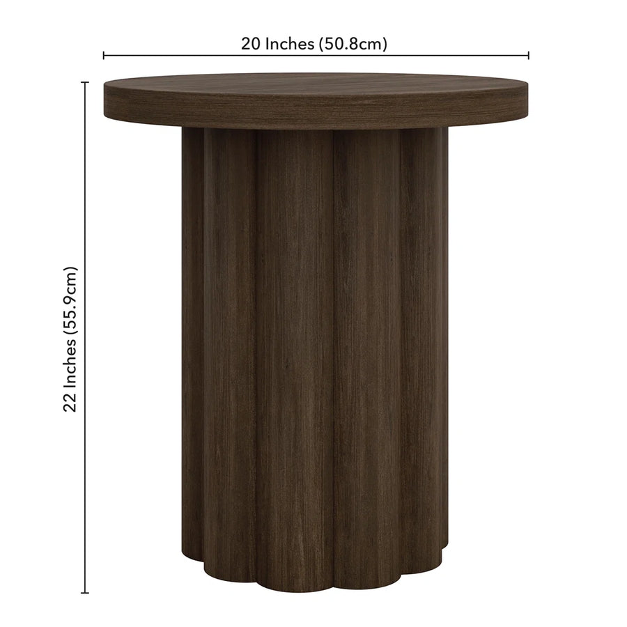 Rivo Round Fluted Side Table | Modern Pedestal End Table, image 4