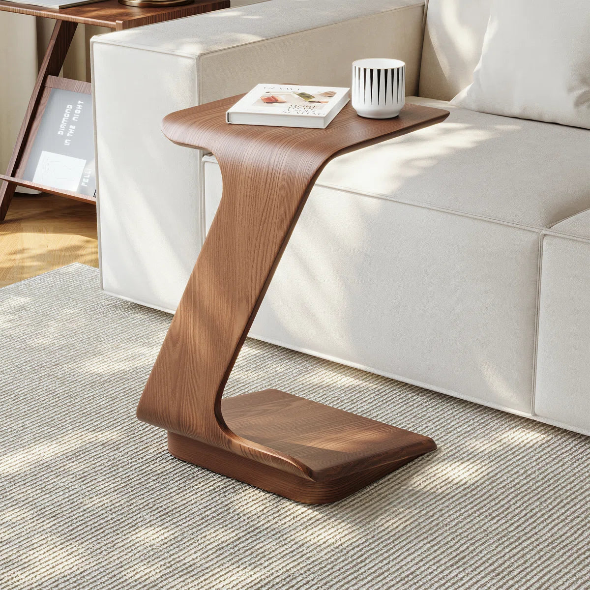 Velo C-Shaped Side Table with Wheels | Modern Mobile Sofa Table