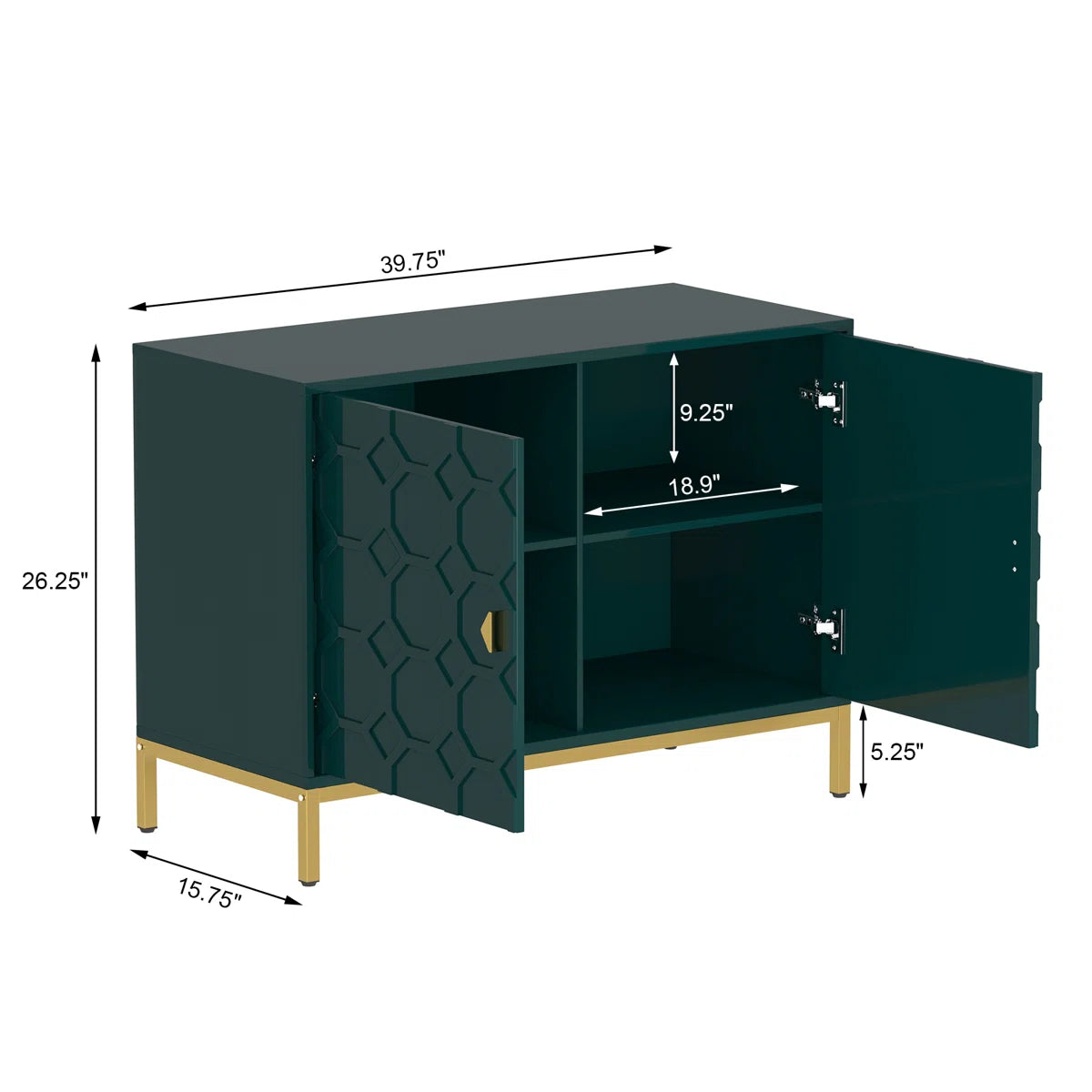 Mavren Modern Honeycomb 2-Door Accent Cabinet, image 4
