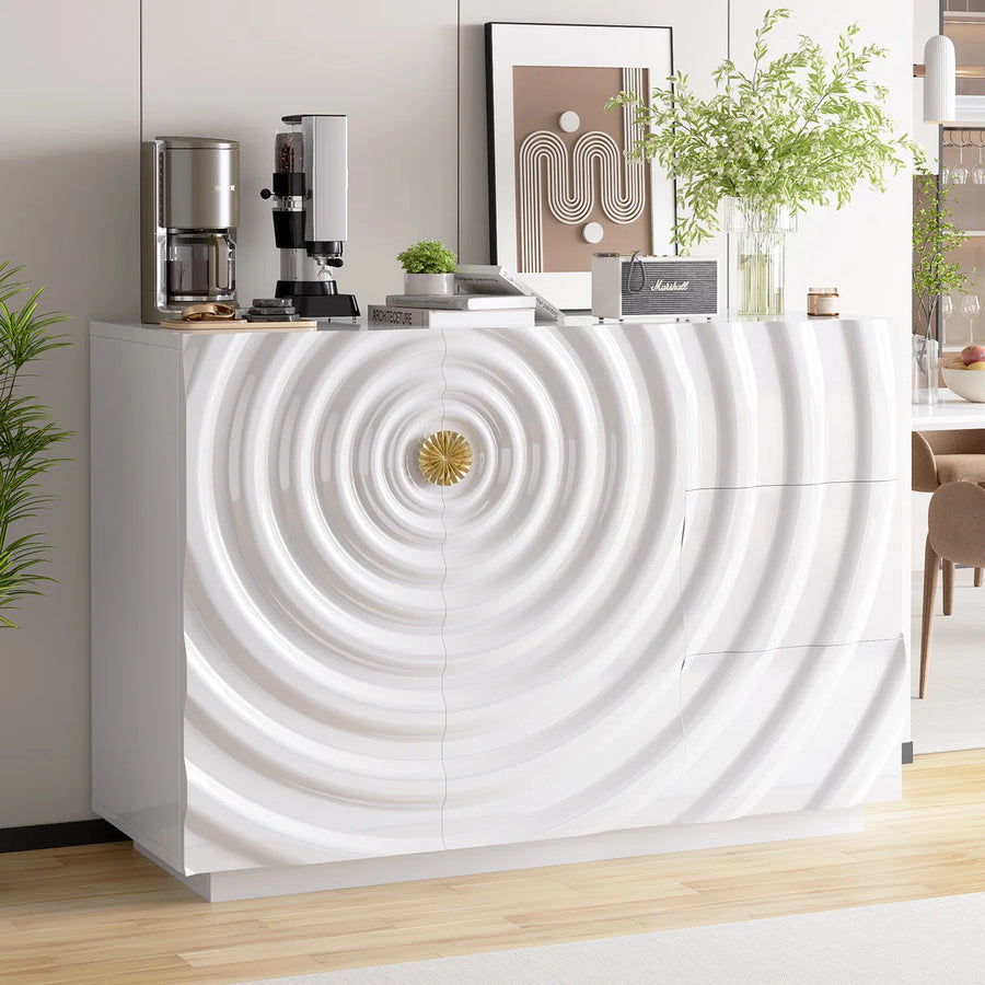 Averon Modern Wave-Front Sideboard with 3 Drawers