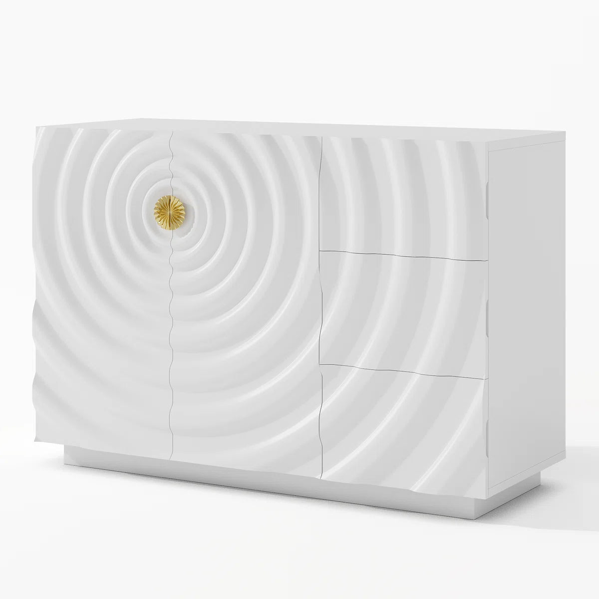 Averon Modern Wave-Front Sideboard with 3 Drawers, image 2