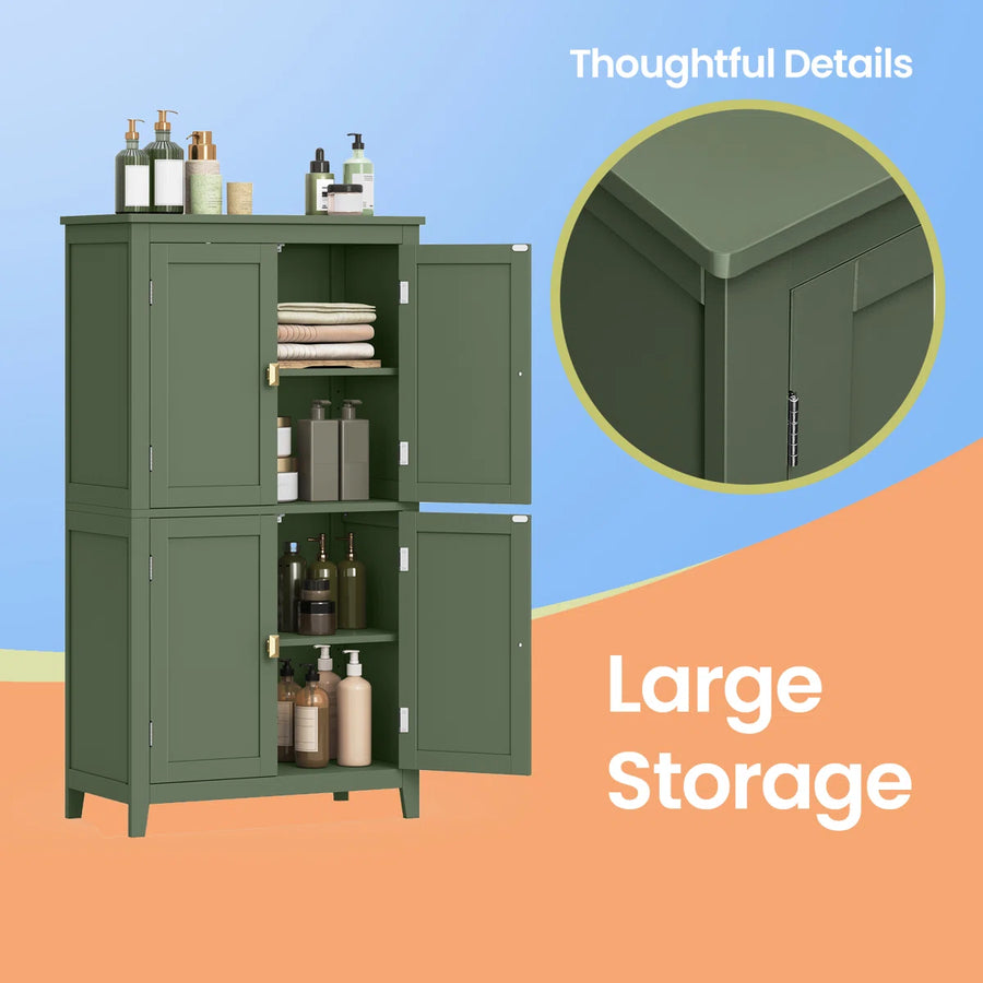 Elvane Modern 4-Door Tall Storage Cabinet with Adjustable Shelves, image 4