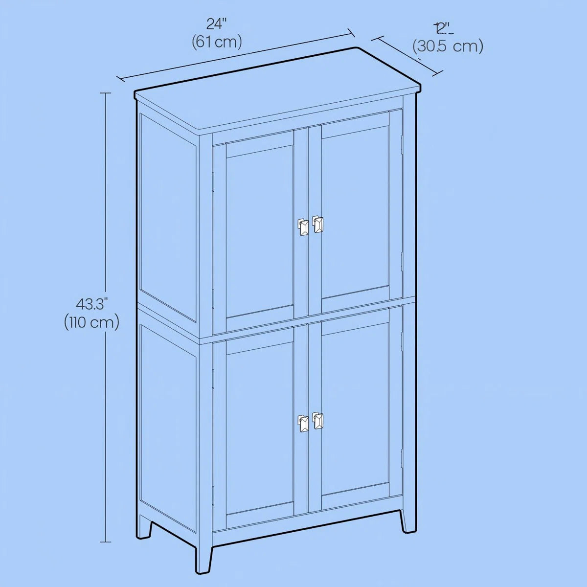 Elvane Modern 4-Door Tall Storage Cabinet with Adjustable Shelves, image 5