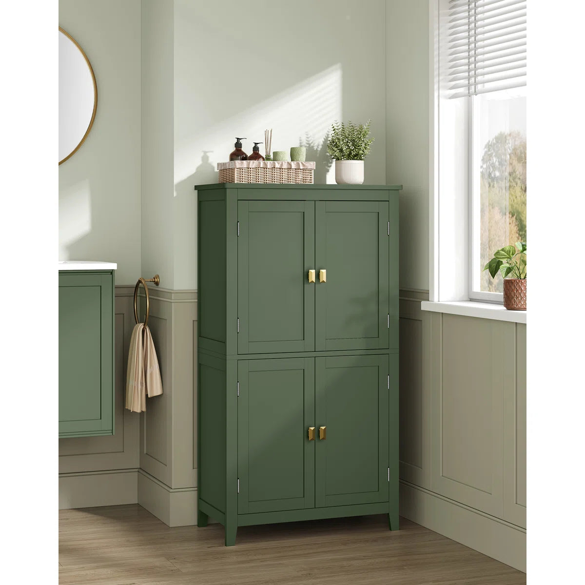 Elvane Modern 4-Door Tall Storage Cabinet with Adjustable Shelves, image 6