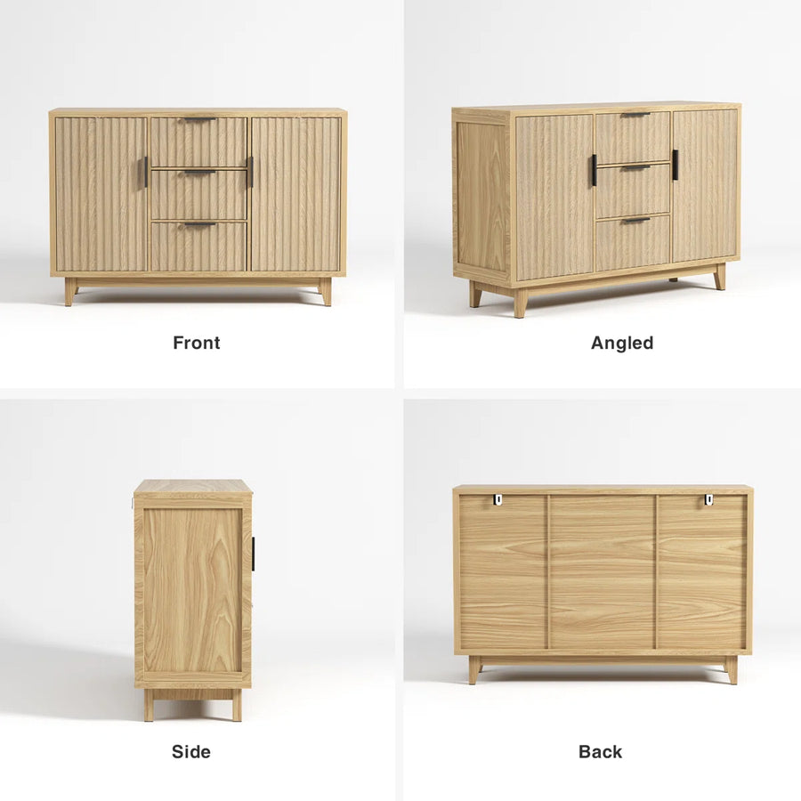Varello Modern Fluted Sideboard with 2 Doors & 3 Drawers, image 2