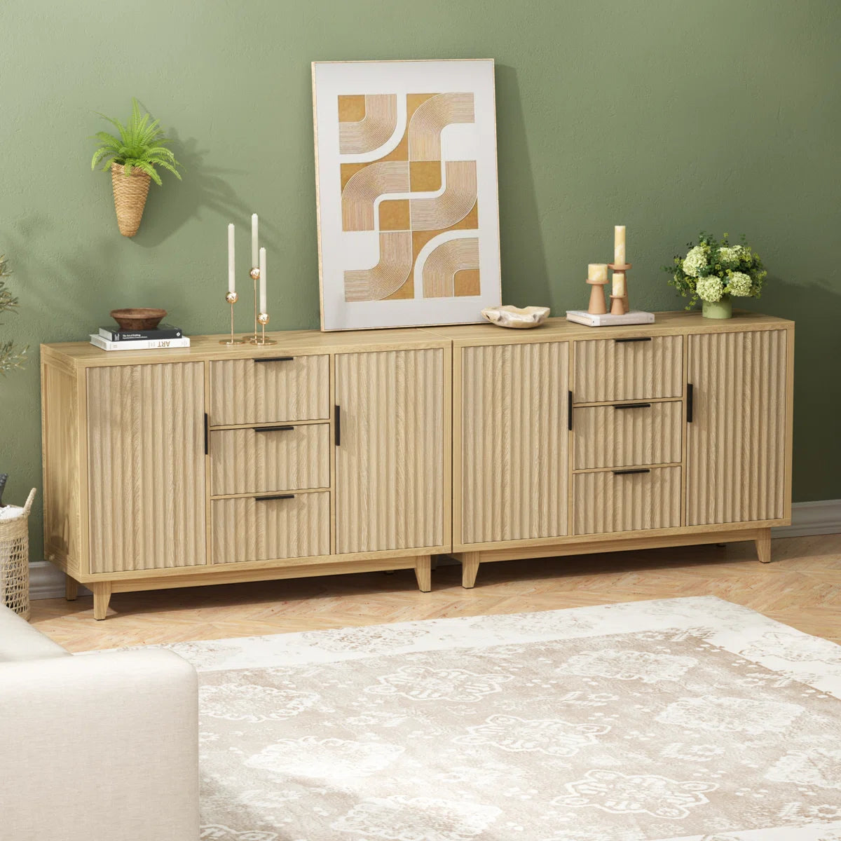 Varello Modern Fluted Sideboard with 2 Doors & 3 Drawers, image 5