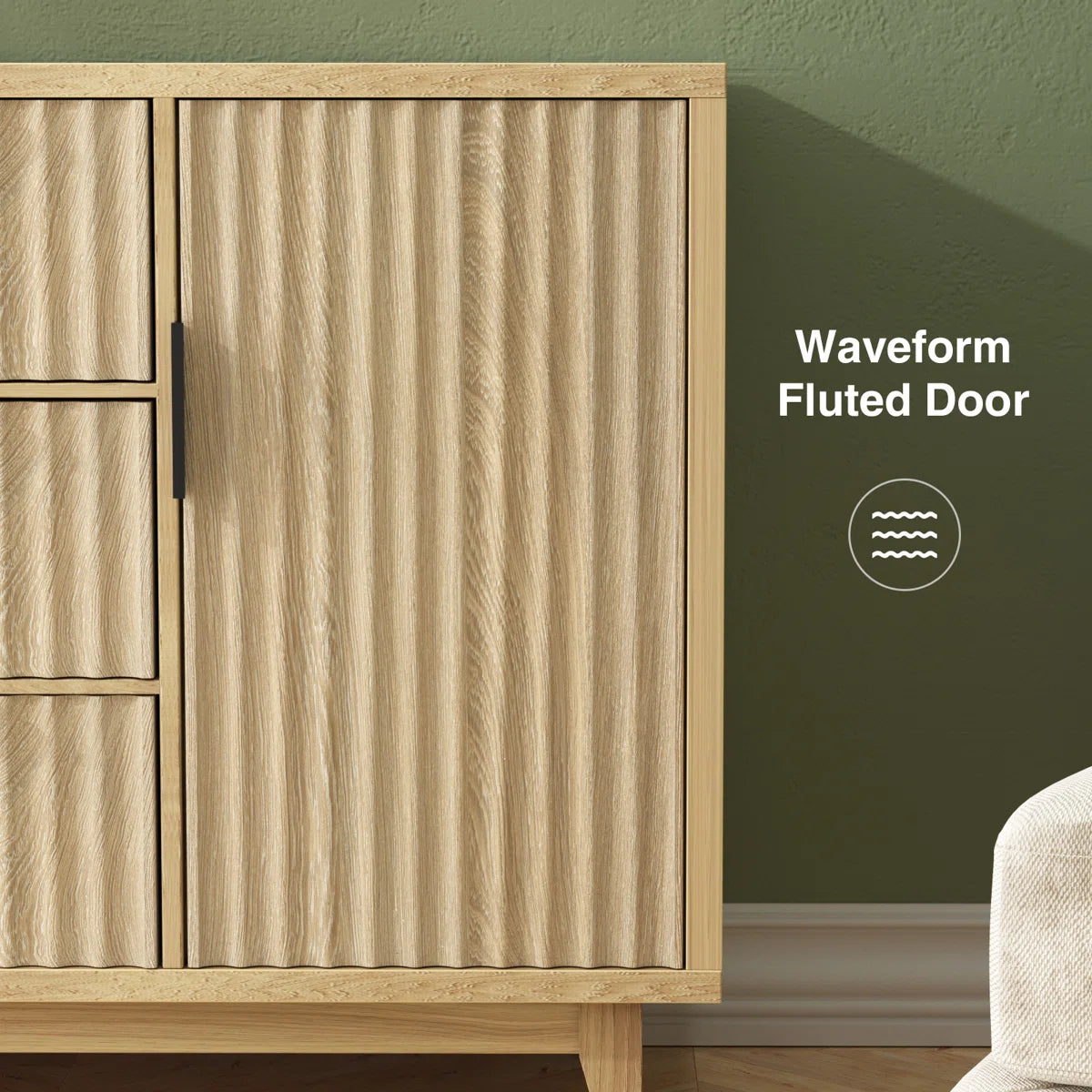 Varello Modern Fluted Sideboard with 2 Doors & 3 Drawers, image 6
