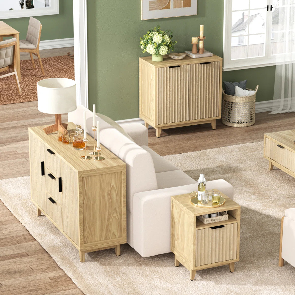Varello Modern Fluted Sideboard with 2 Doors & 3 Drawers, image 9