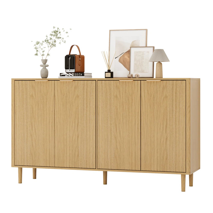 Solviera Modern Ripple-Door Sideboard with Gold Handles & Shelves, image 2