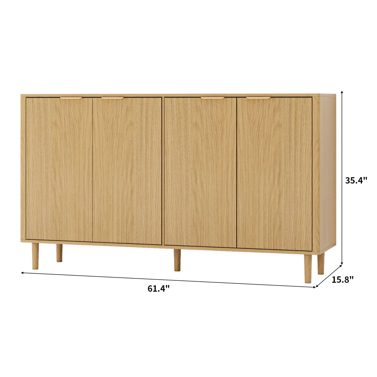 Solviera Modern Ripple-Door Sideboard with Gold Handles & Shelves, image 3