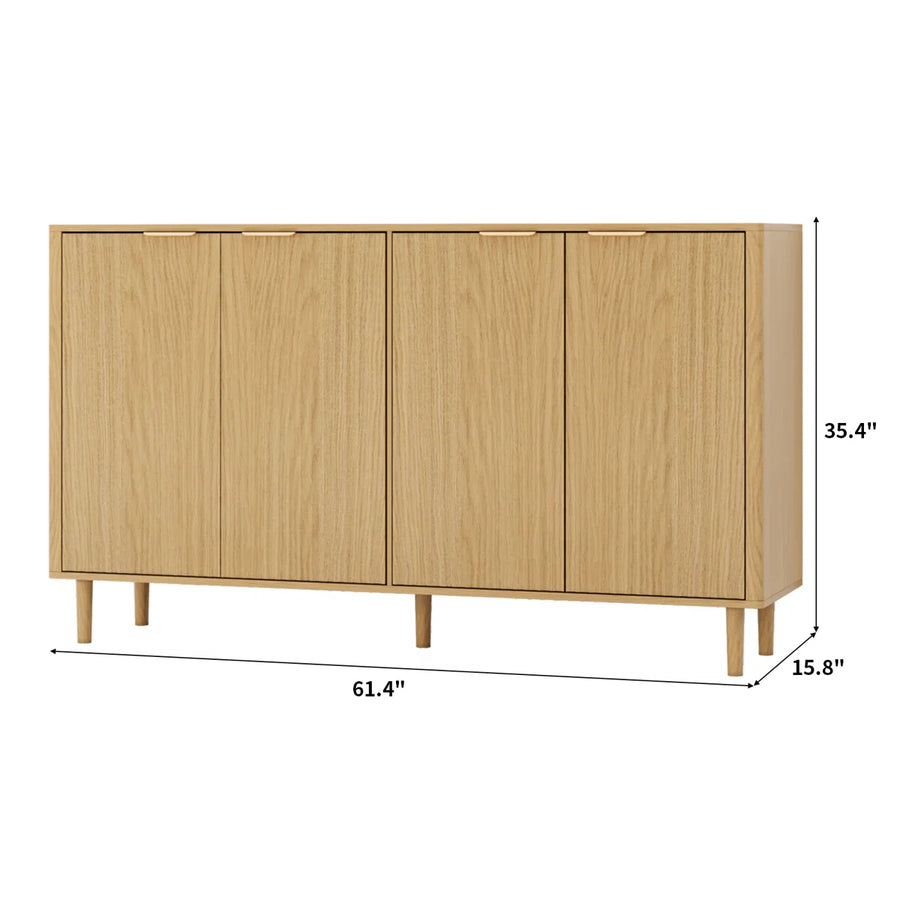 Solviera Modern Ripple-Door Sideboard with Gold Handles & Shelves, image 3
