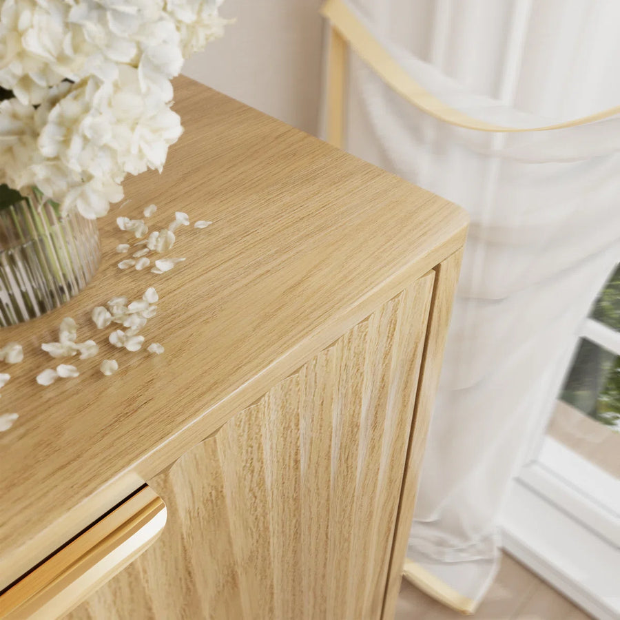 Solviera Modern Ripple-Door Sideboard with Gold Handles & Shelves, image 6