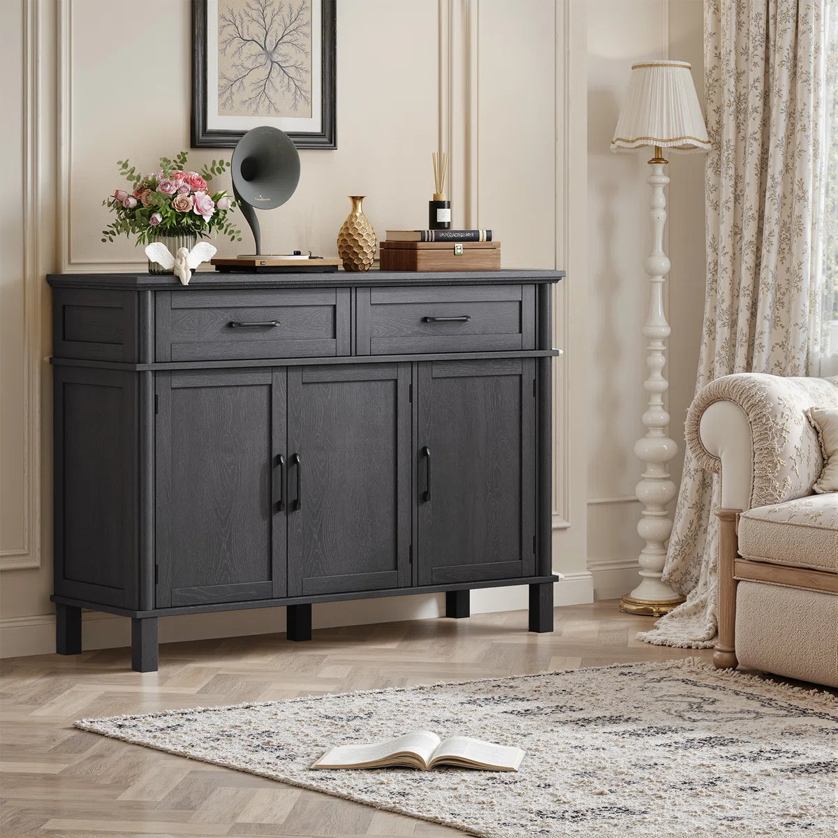 Marcellis Modern 2-Drawer Buffet Sideboard with Adjustable Shelves