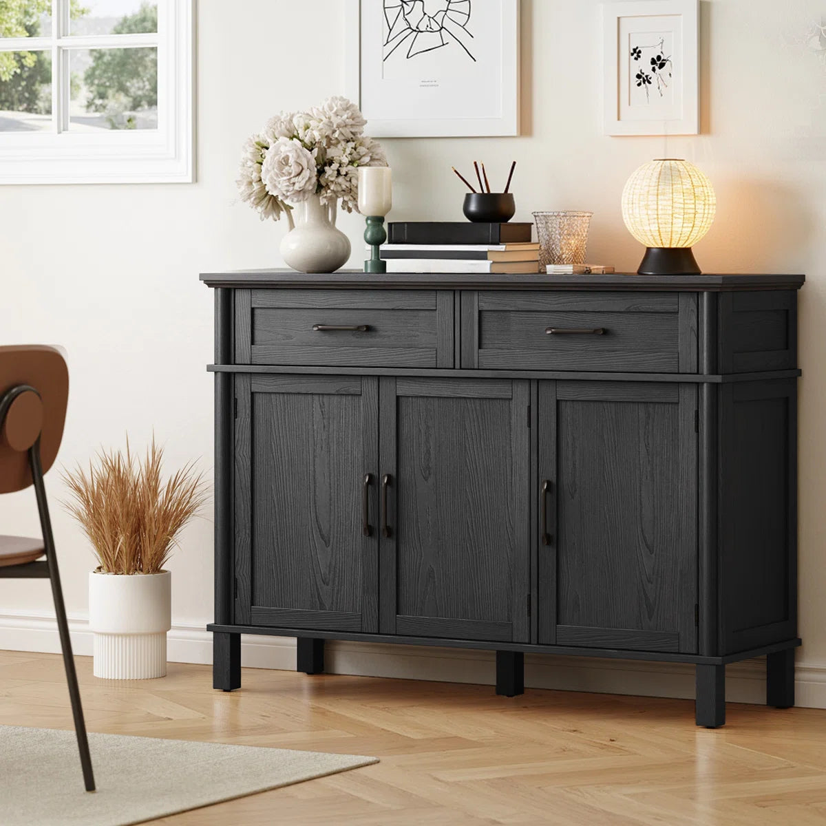 Marcellis Modern 2-Drawer Buffet Sideboard with Adjustable Shelves, image 6