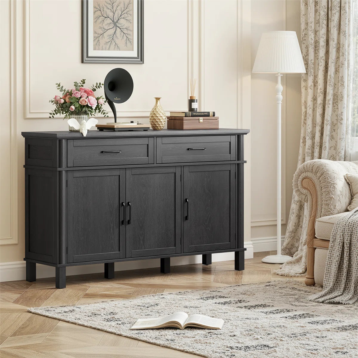 Marcellis Modern 2-Drawer Buffet Sideboard with Adjustable Shelves, image 13