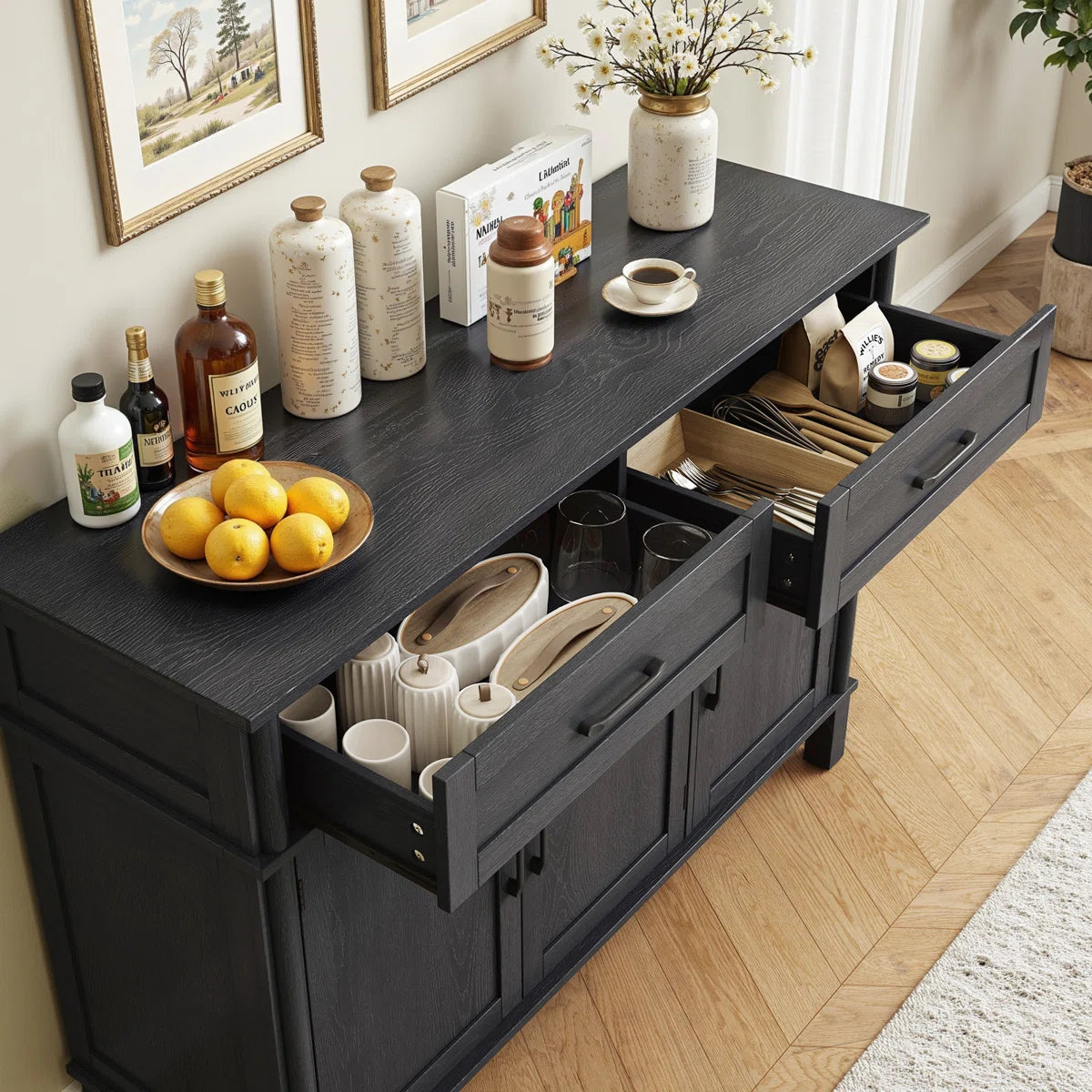 Marcellis Modern 2-Drawer Buffet Sideboard with Adjustable Shelves, image 17