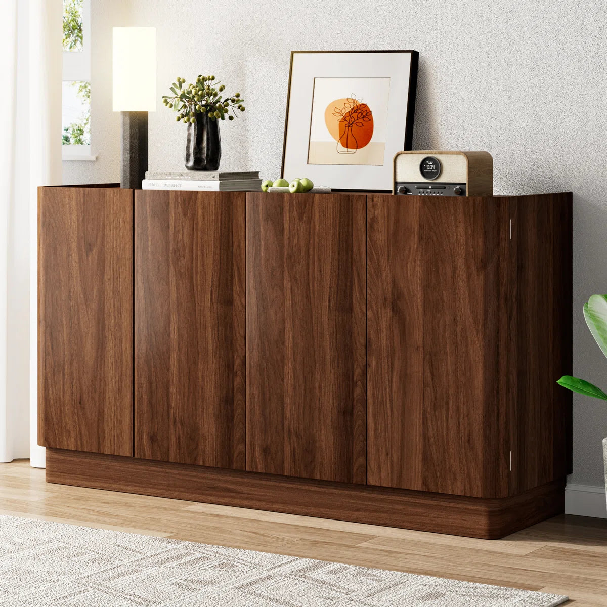 Norvella Modern 4-Door Buffet Sideboard with Storage