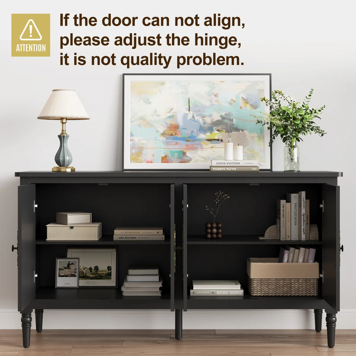 Valmere Modern 4-Door Sideboard with Adjustable Shelves, image 12