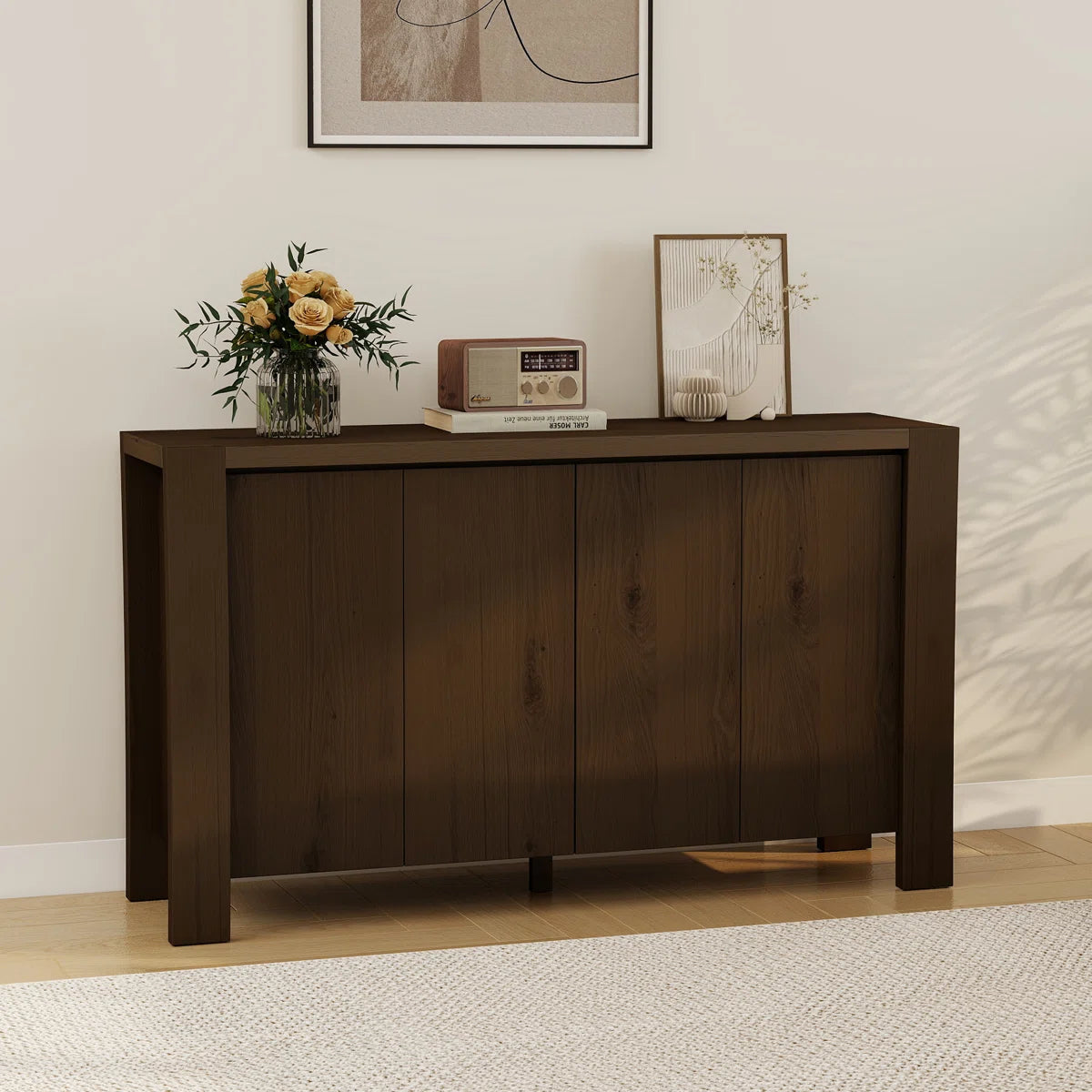 Calvessa Modern 4-Door Buffet Sideboard with Storage, image 6
