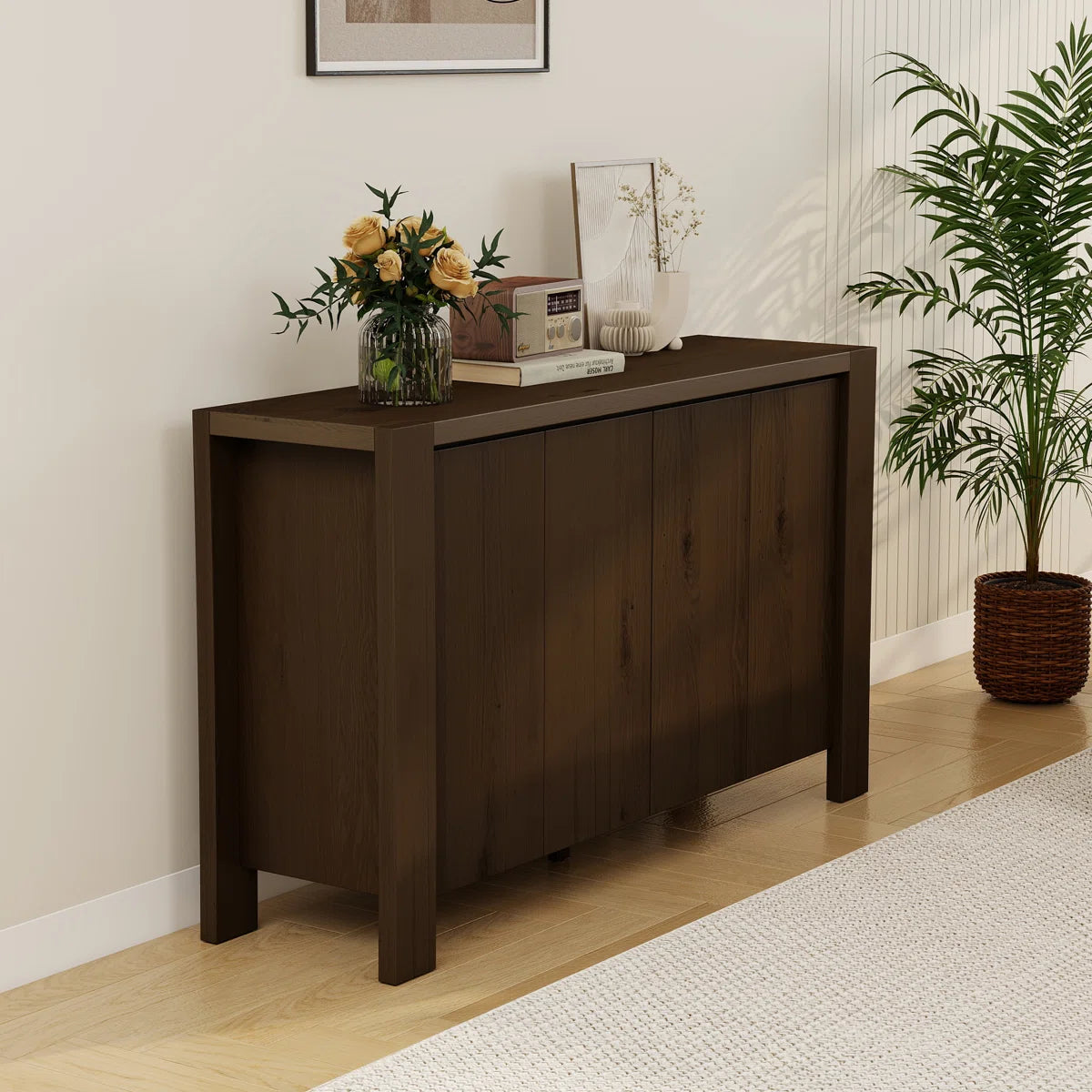 Calvessa Modern 4-Door Buffet Sideboard with Storage, image 7