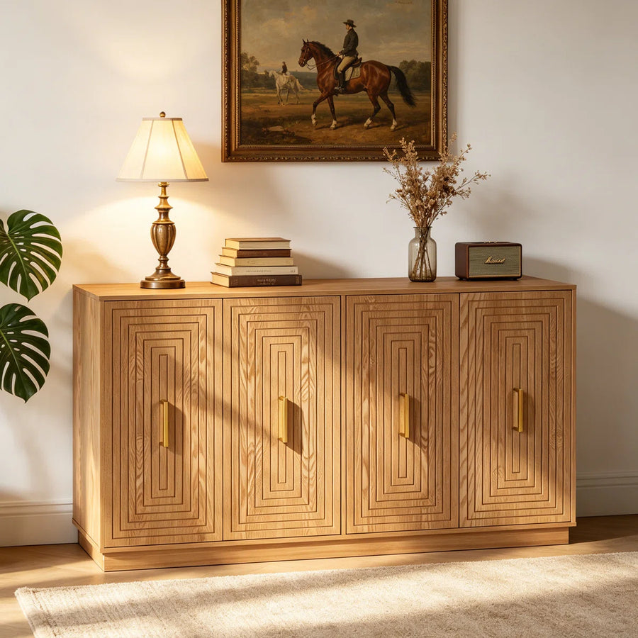 Avenor Modern 4-Door Buffet Cabinet with Adjustable Shelves