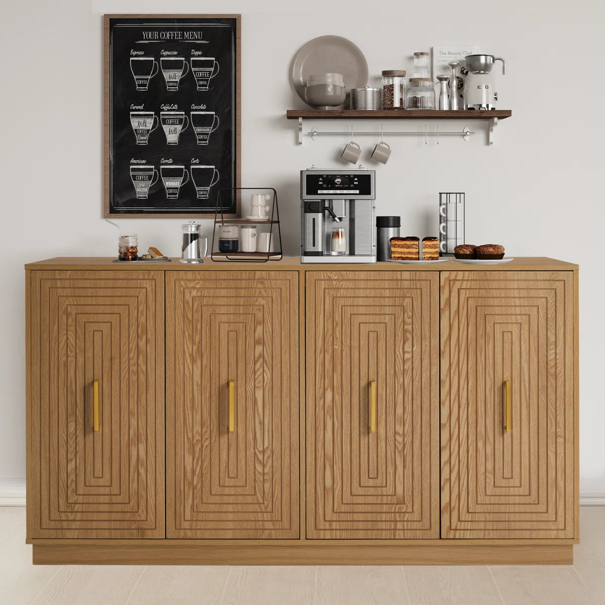 Avenor Modern 4-Door Buffet Cabinet with Adjustable Shelves, image 7
