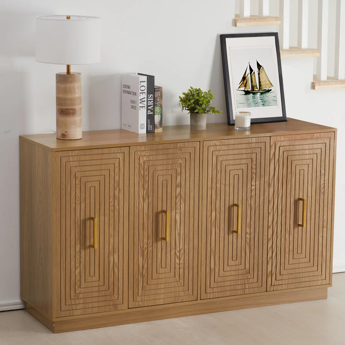 Avenor Modern 4-Door Buffet Cabinet with Adjustable Shelves, image 2