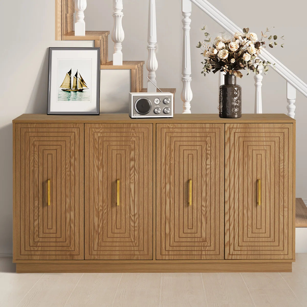 Avenor Modern 4-Door Buffet Cabinet with Adjustable Shelves, image 9