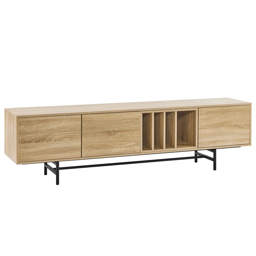 Neravio 74.8" Modern Light Wood TV Stand with Storage, image 6