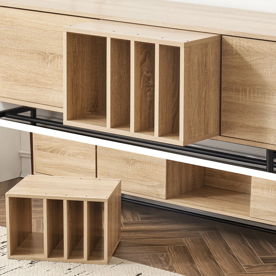 Neravio 74.8" Modern Light Wood TV Stand with Storage, image 13